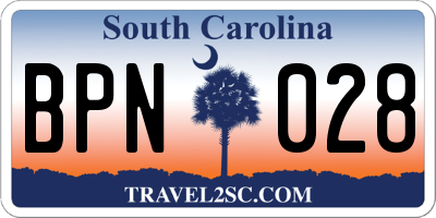 SC license plate BPN028