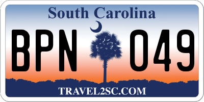 SC license plate BPN049