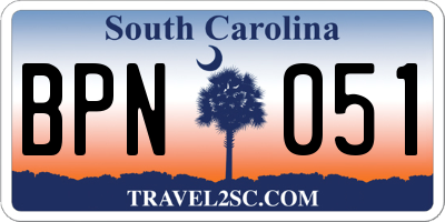 SC license plate BPN051