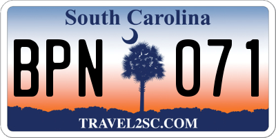 SC license plate BPN071