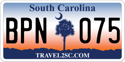 SC license plate BPN075