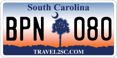 SC license plate BPN080