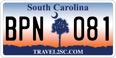 SC license plate BPN081
