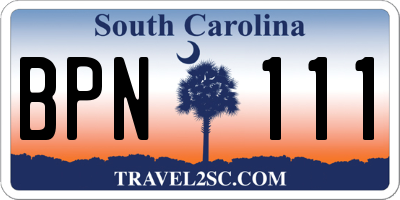 SC license plate BPN111