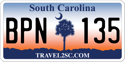 SC license plate BPN135