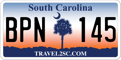 SC license plate BPN145