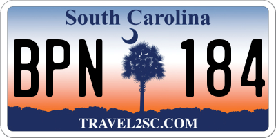SC license plate BPN184