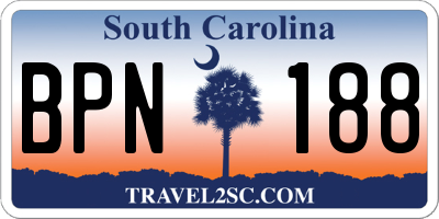 SC license plate BPN188