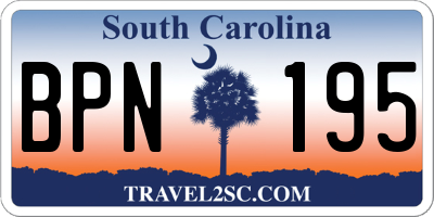 SC license plate BPN195