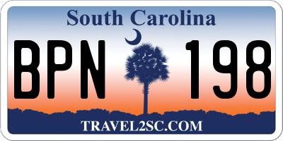 SC license plate BPN198