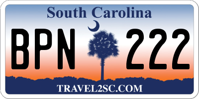 SC license plate BPN222