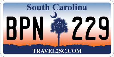 SC license plate BPN229