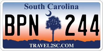 SC license plate BPN244