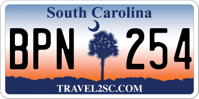 SC license plate BPN254