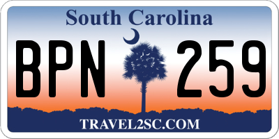 SC license plate BPN259