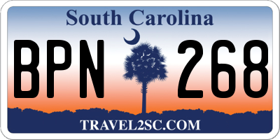 SC license plate BPN268