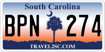 SC license plate BPN274