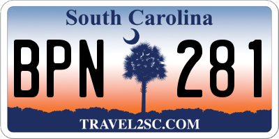 SC license plate BPN281