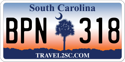 SC license plate BPN318