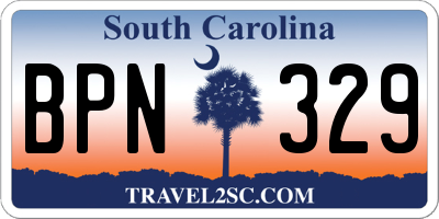 SC license plate BPN329