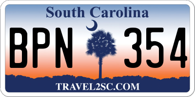 SC license plate BPN354