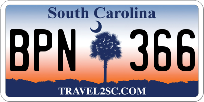SC license plate BPN366