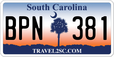 SC license plate BPN381