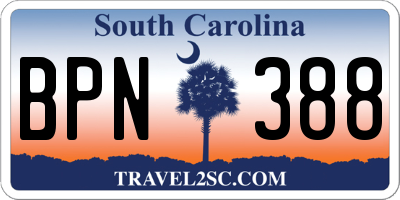 SC license plate BPN388