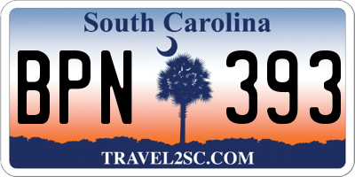 SC license plate BPN393