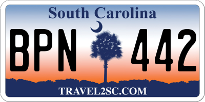 SC license plate BPN442