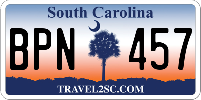 SC license plate BPN457