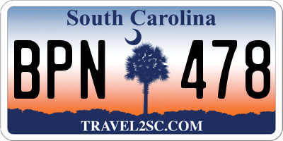 SC license plate BPN478