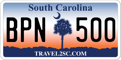SC license plate BPN500