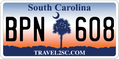 SC license plate BPN608
