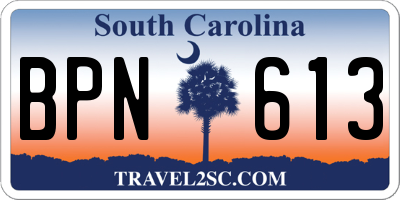 SC license plate BPN613