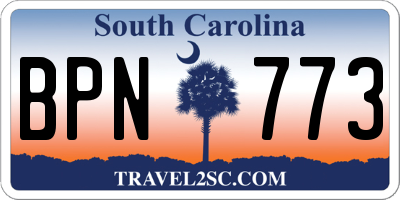 SC license plate BPN773