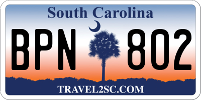 SC license plate BPN802