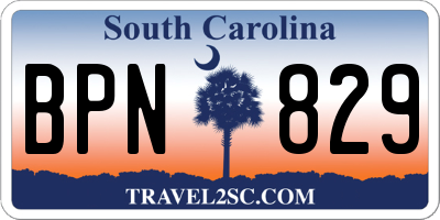 SC license plate BPN829