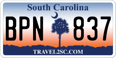 SC license plate BPN837
