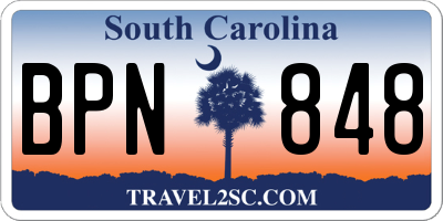 SC license plate BPN848