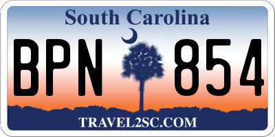 SC license plate BPN854