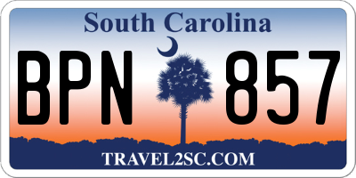 SC license plate BPN857