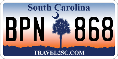 SC license plate BPN868