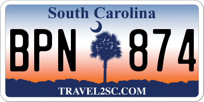 SC license plate BPN874