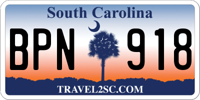 SC license plate BPN918