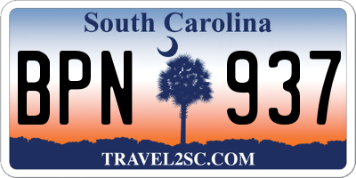 SC license plate BPN937
