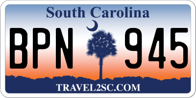 SC license plate BPN945