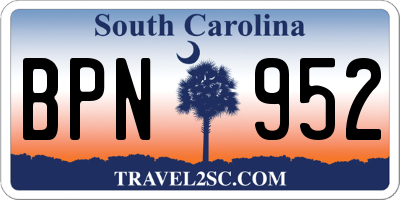 SC license plate BPN952