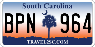 SC license plate BPN964