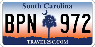 SC license plate BPN972